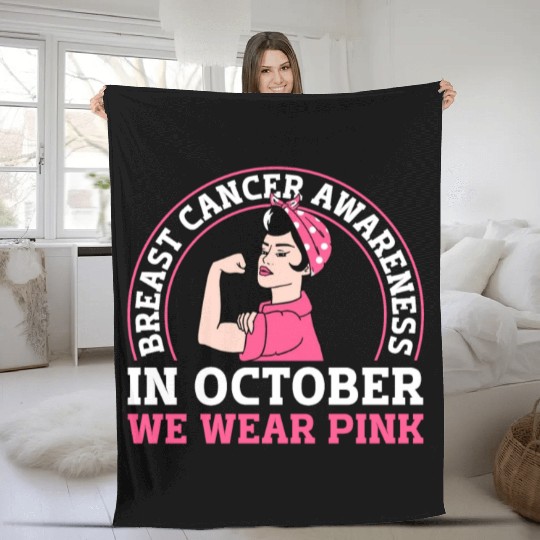 Breast Cancer Awareness - In October We Wear Pink Fleece Blankets