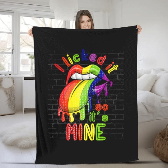 Funny LGBTQ Proud Lesbian Rainbow Flag Queer Women Fleece Blankets