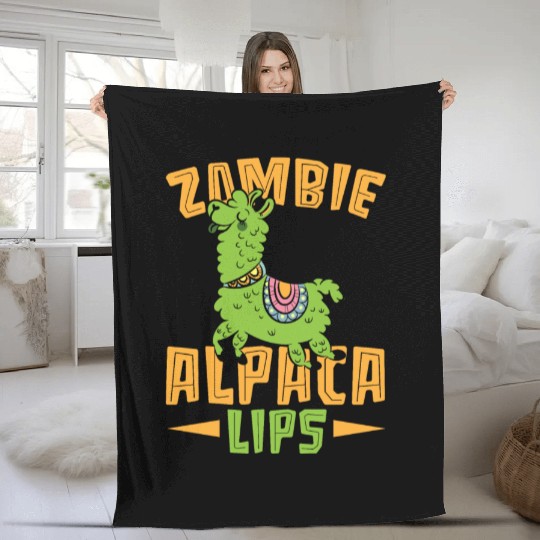 Zombie Alpacalips Llama Lover Alpaca Whisperer Fleece Blankets