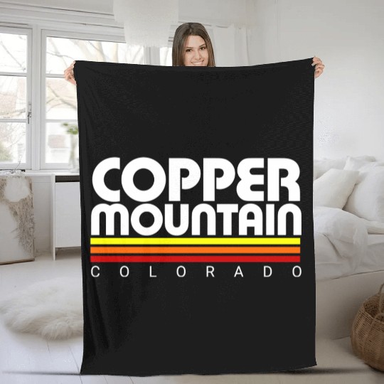 Retro Copper Mountain Colorado Fleece Blankets