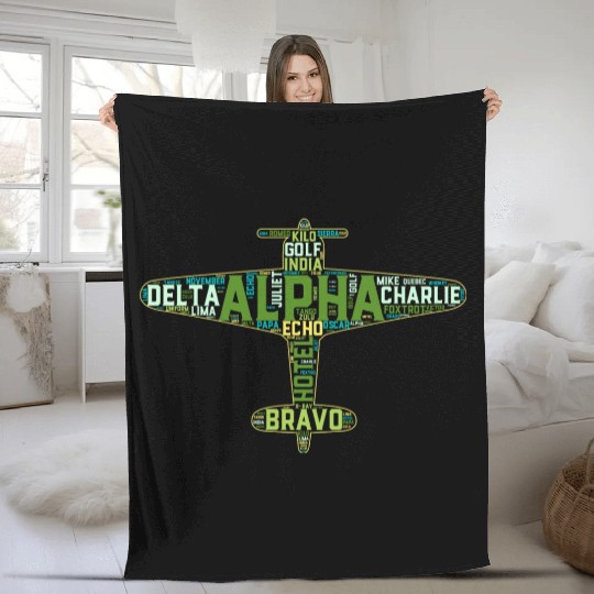 Full Phonetic Alphabet Military Plane Pilot Fleece Blankets