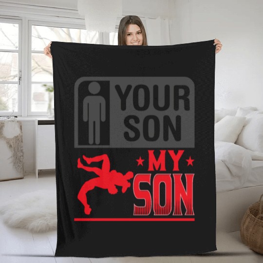Wrestling Wrestler Your Son My Son Wrestling Mom Fleece Blankets