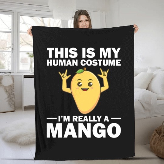 Funny This Is My Human Costume Mango Fruit Lover Fleece Blankets