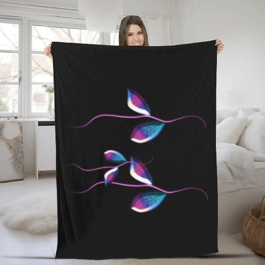 leaves nature stem icon purple Fleece Blankets