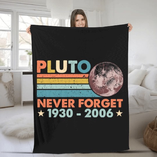 Pluto Never Forget Astronomy Space Science Nerd Fleece Blankets