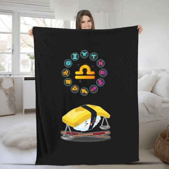 Japanese Sushi Funny Libra Zodiac Sushi Lover Pun Fleece Blankets