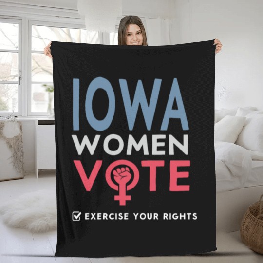 Iowa Women Vote Voter 2022 Election Feminist Fleece Blankets