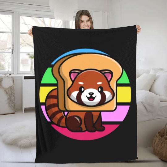Red Panda In Toast Fleece Blankets