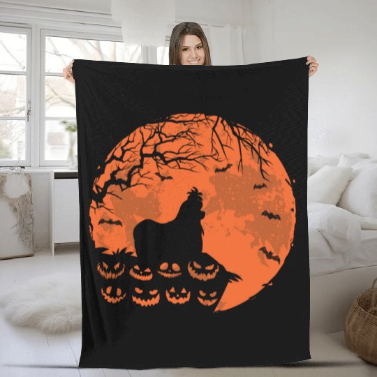 Shih Tzu And Moon Halloween Funny Dog Lover Gift Fleece Blankets