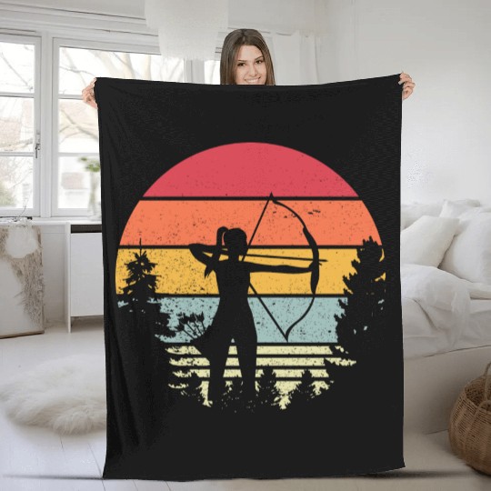 Archery Lady Bows And Arrows Hunting Sports Fleece Blankets