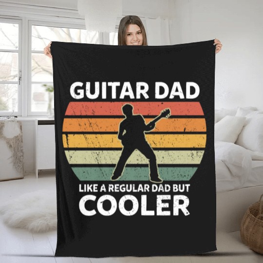 Retro Guitar Dad Like A Regular Dad But Cooler Fleece Blankets