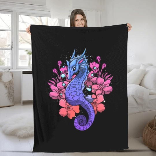 Gothic Sea Horse Fleece Blankets