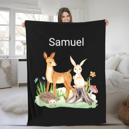Animal deer rabbit hedgehog Samuel Fleece Blankets