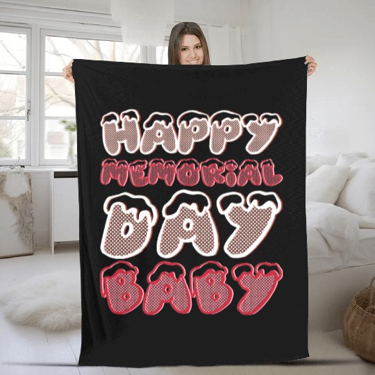 Happy Memorial Day Baby Fleece Blankets