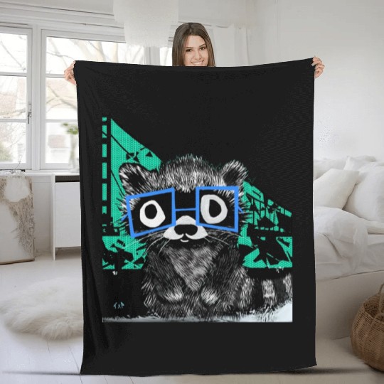 Raccoon #3 Mary Jane Bookworm Fleece Blankets