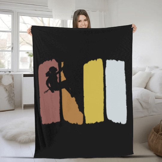 Climbing Vintage Mountaineering Bouldering Fleece Blankets