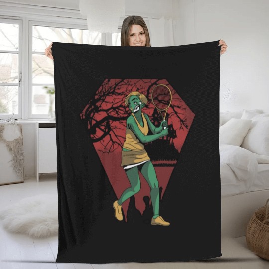 Zombie Tennis Girl Fleece Blankets