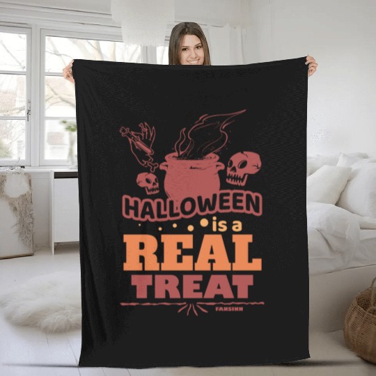 Halloween Hexe Totenkopf Fleece Blankets