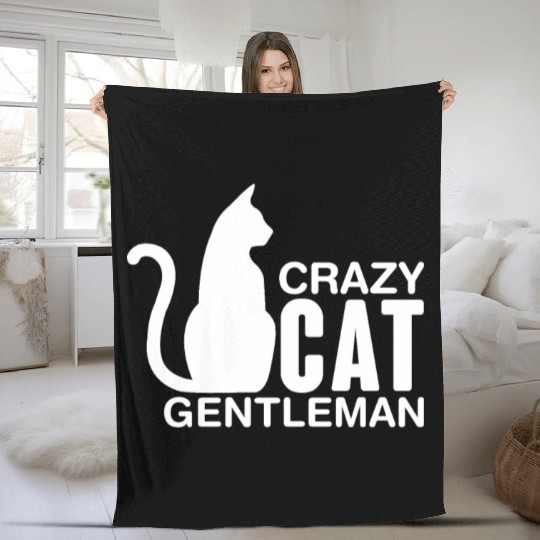 Crazy Cat Gentleman Fleece Blankets
