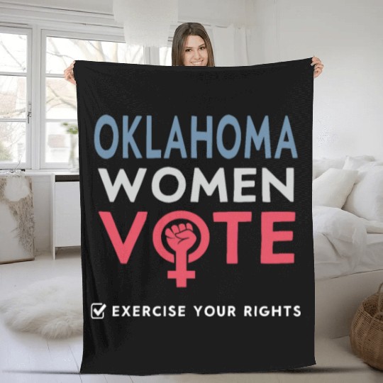 Oklahoma Women Vote Voter 2022 Election Feminist Fleece Blankets