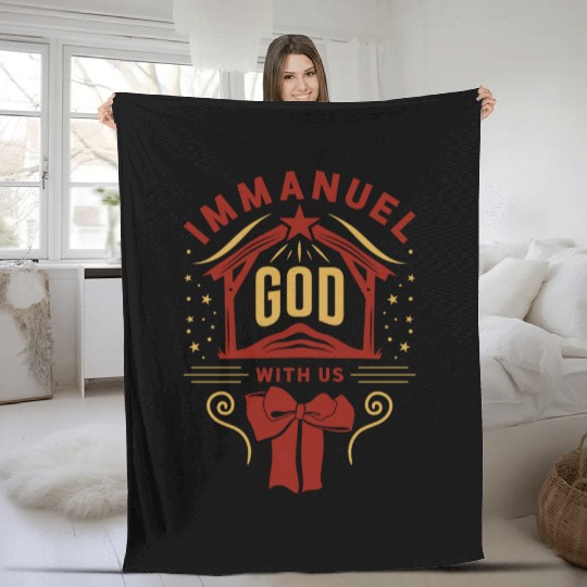 Immanuel God With Us Christmas Holiday Xmas Fleece Blankets