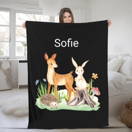 Animal deer rabbit hedgehog Sofie Fleece Blankets