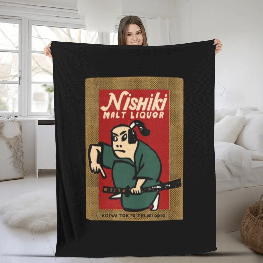 Vintage Japanese Malt Liquor Fleece Blankets