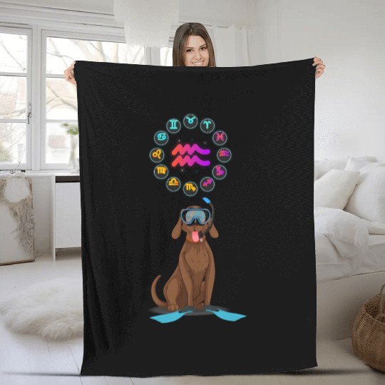 Funny Dog Lover Horoscope Aquarius Zodiac Sign Pun Fleece Blankets