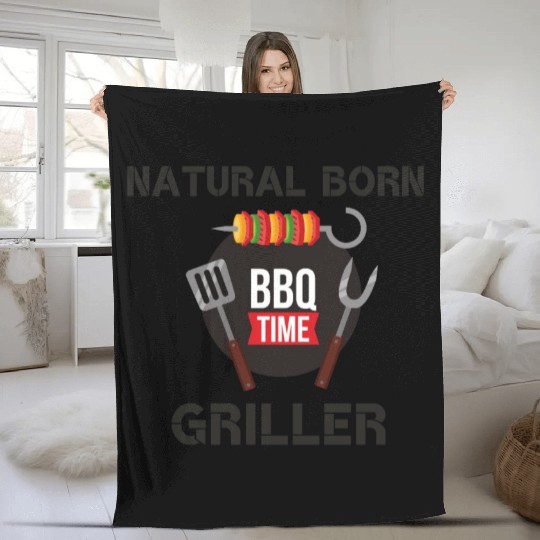 NATURAL BORN GRILLER Fleece Blankets
