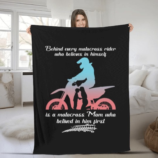 Behind Every Motocross Rider Is A Motocross Mom Fleece Blankets