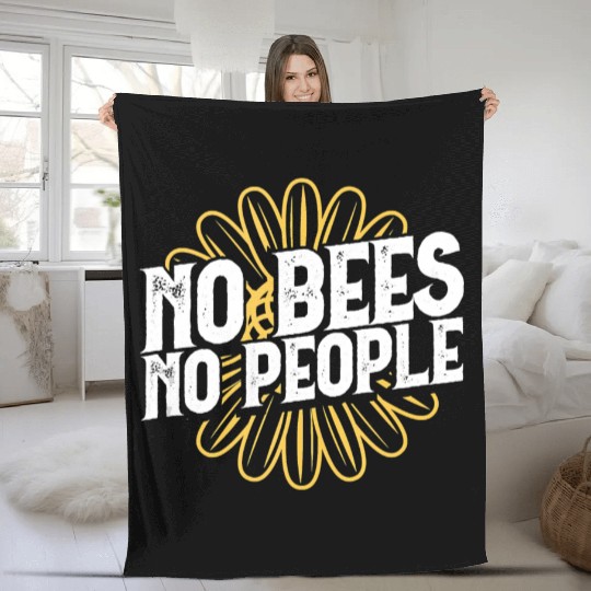 No Bees No People Graphic Design A Bee A Yellow Fl Fleece Blankets
