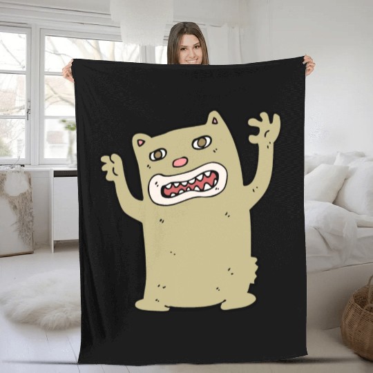 funny catzilla, cat lover Fleece Blankets