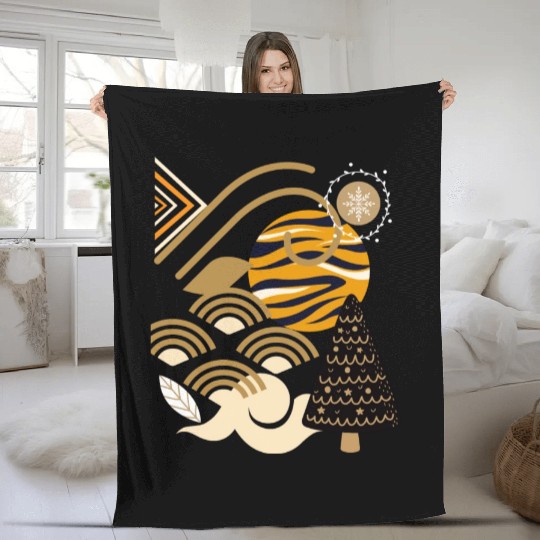 Winter Abstract Geometric Leopard Snow Fleece Blankets