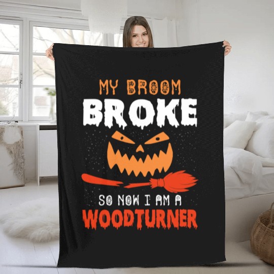 Funny Running Witch Halloween Costum Fleece Blankets