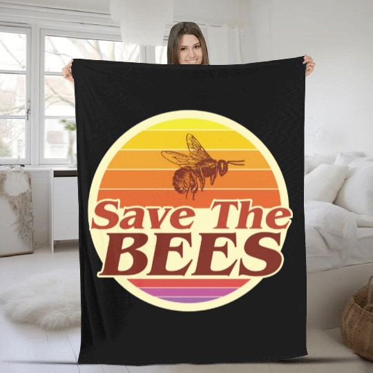 Save The Bees Planet Environmental Retro Vintage C Fleece Blankets