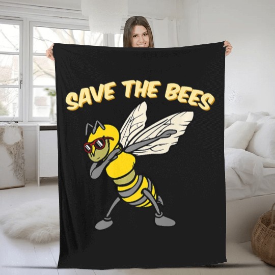 Save The Bees Fleece Blankets Dabbing Bumblebee Bee Earth Pl