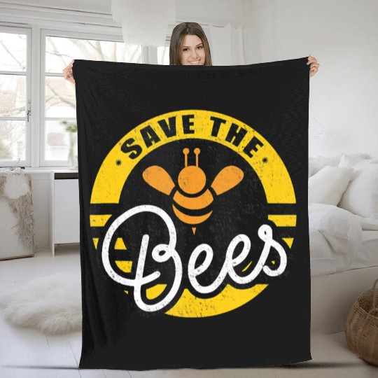 Save The Bees Earth Lover Planet Beekeeper Beekeep Fleece Blankets