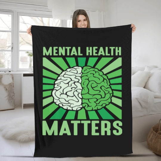Mental Health Matters Brain Awareness Vintage Fleece Blankets