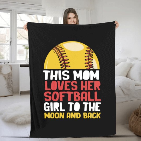 Softball Player Daughter Softball Mom Fleece Blankets