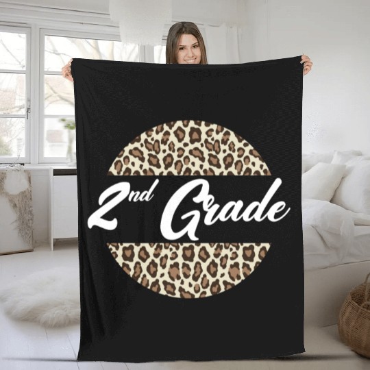 2nd Grade Cheetah Print School Teacher Student Fleece Blankets
