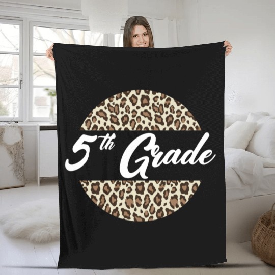5th Grade Cheetah Print School Teacher Student Fleece Blankets