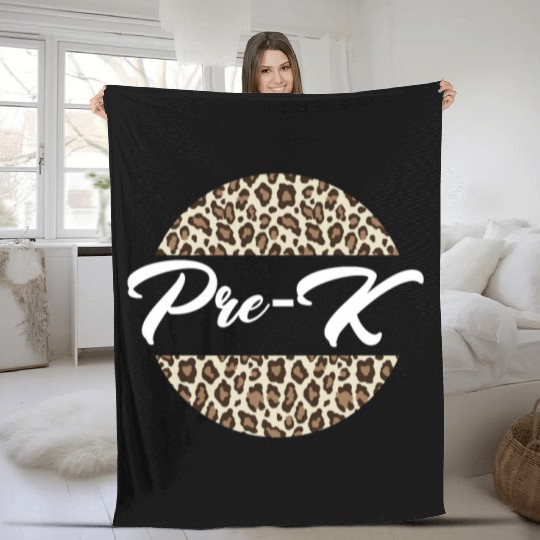 Pre-K Cheetah Print Back To School Teacher Student Fleece Blankets