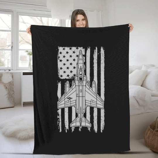 F-4 Phantom Fighter Jet Airplane American Flag F4 Fleece Blankets