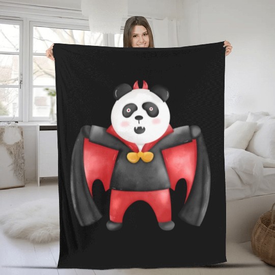 Panda bear in vampire costume Fleece Blankets