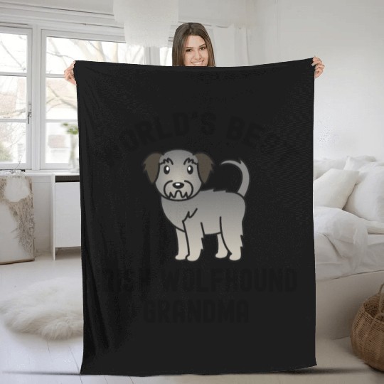 World's Best Irish Wolfhound Grandma Fleece Blankets