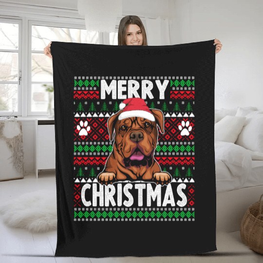 Bordeaux Great Dane Christmas Lights Petg Lovers X Fleece Blankets