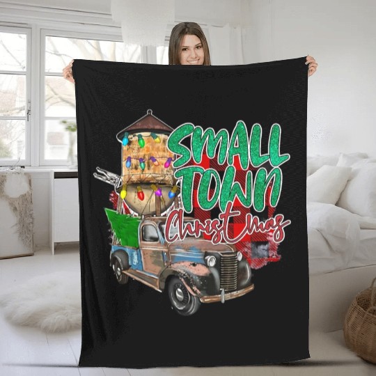 Country Farmer Life Small Town Christmas Red Fleece Blankets