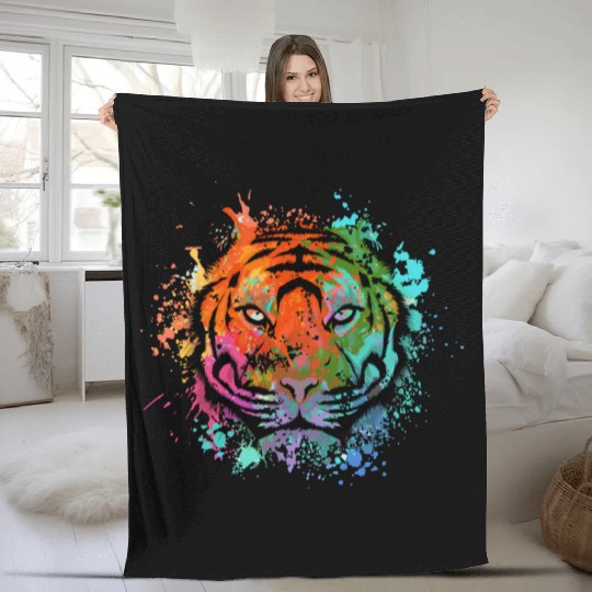 Abstract Tiger Fleece Blankets