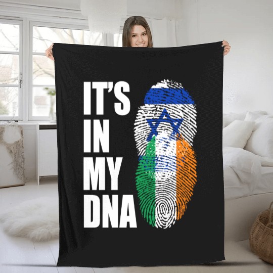 Israel And Irish Mix Heritage DNA Flag Fleece Blankets
