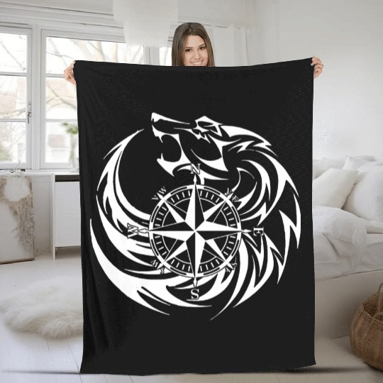 Wolf Compass Fleece Blankets